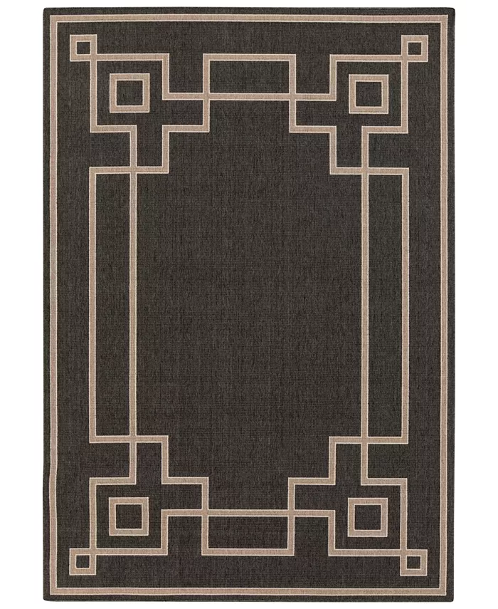 Surya Alfresco ALF-9630 Black 6' x 9' Area Rug， Indoor Outdoor