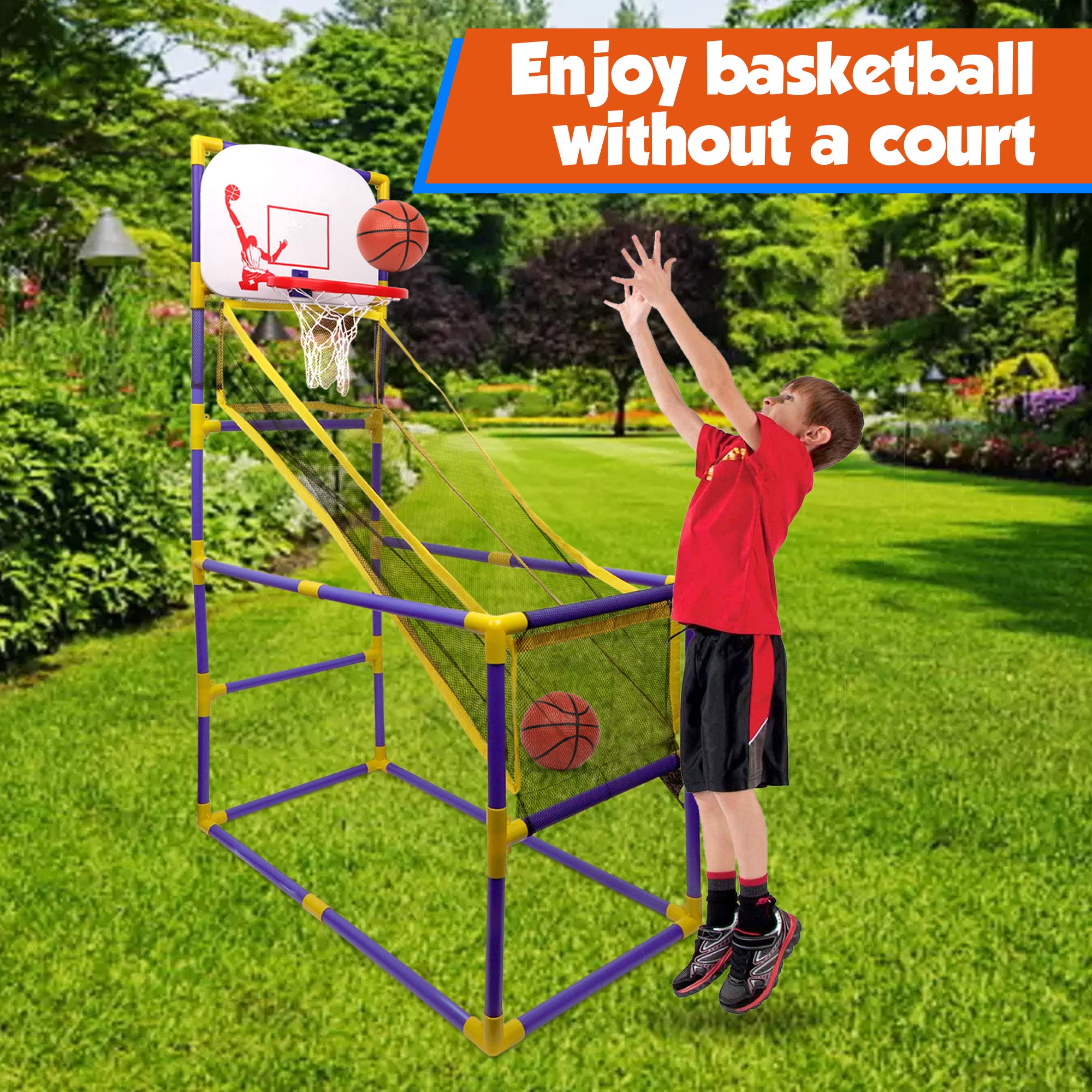 Point Games The Boomer Basketball Hoop Game， Indoor or Outdoor Arcade Sport Toy， Easy to Install， Fun and Entertaining for all Ages