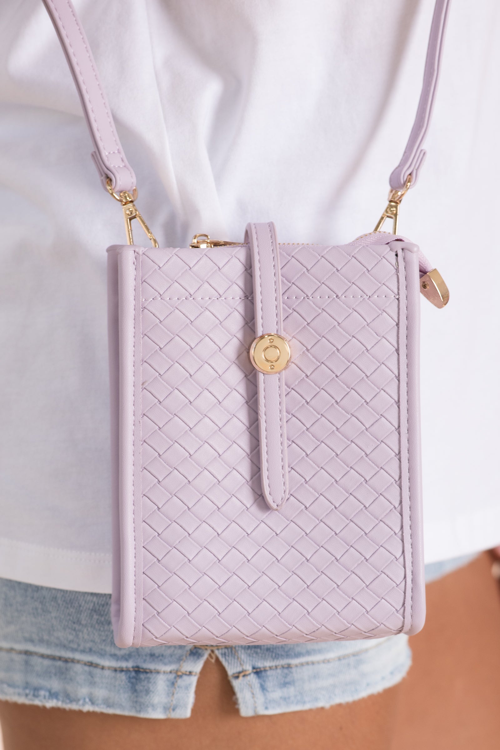 Woven Vegan Leather Parker Crossbody Bag