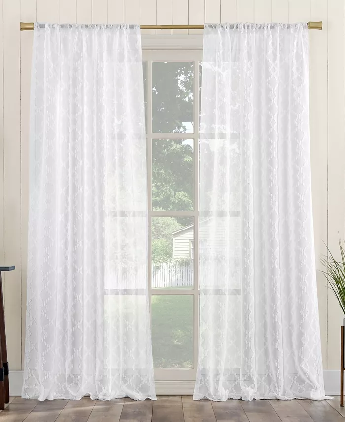 No. 918 Tina Geometric Clipped Semi-Sheer Rod Pocket Single Curtain Panel， 50