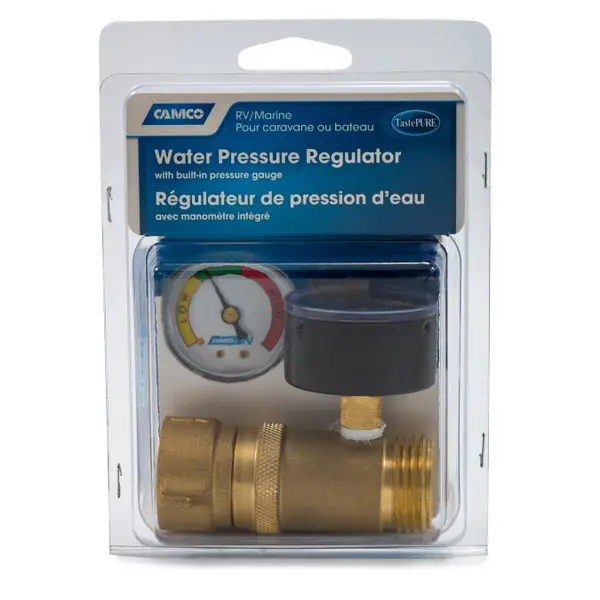 Camco Brass Water Pressure Regulator with Gauge