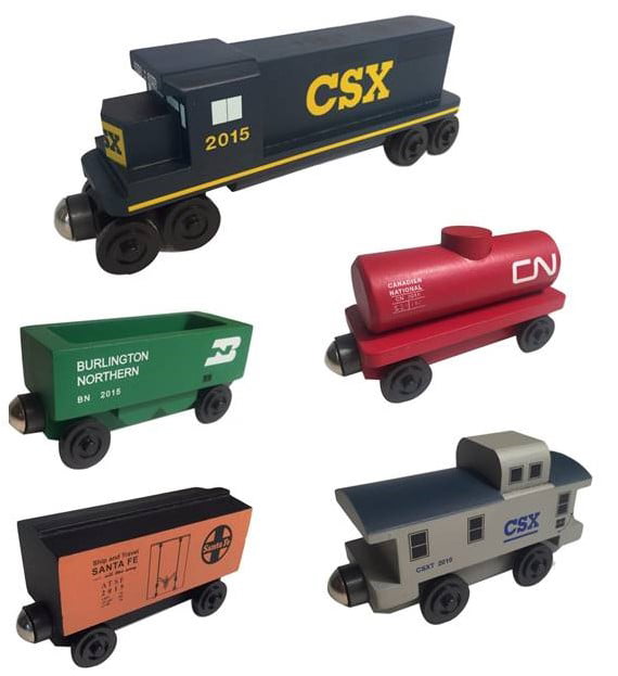 CSX GP38 Engine Railway 5pc. Set Wooden Toy Train
