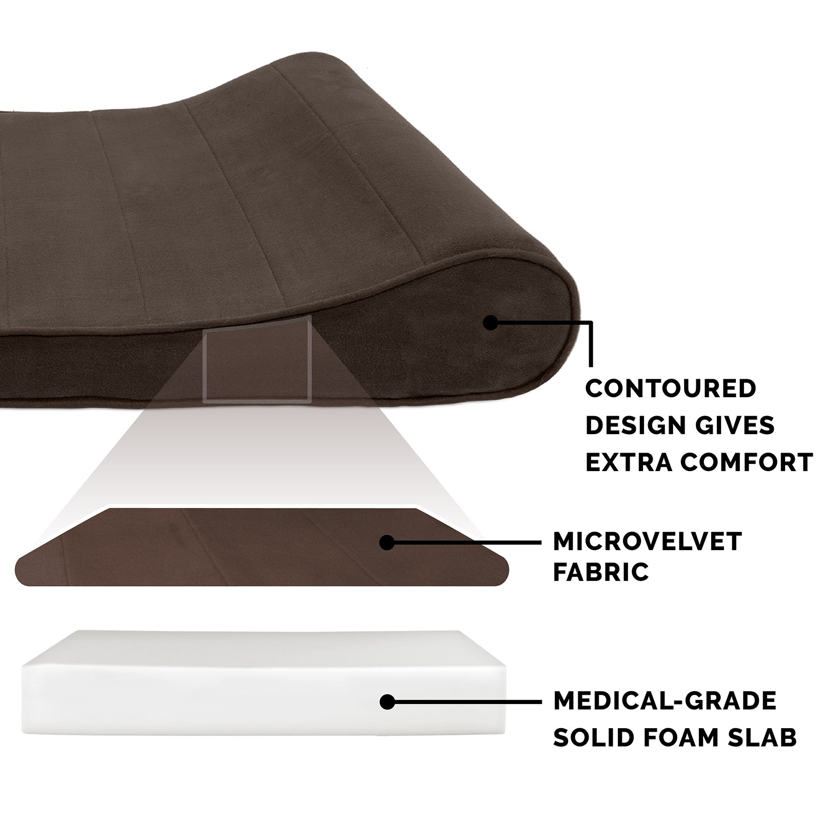 FurHaven Pet Dog Bed | Orthopedic Microvelvet Luxe Lounger Pet Bed for Dogs and Cats， Espresso， Small