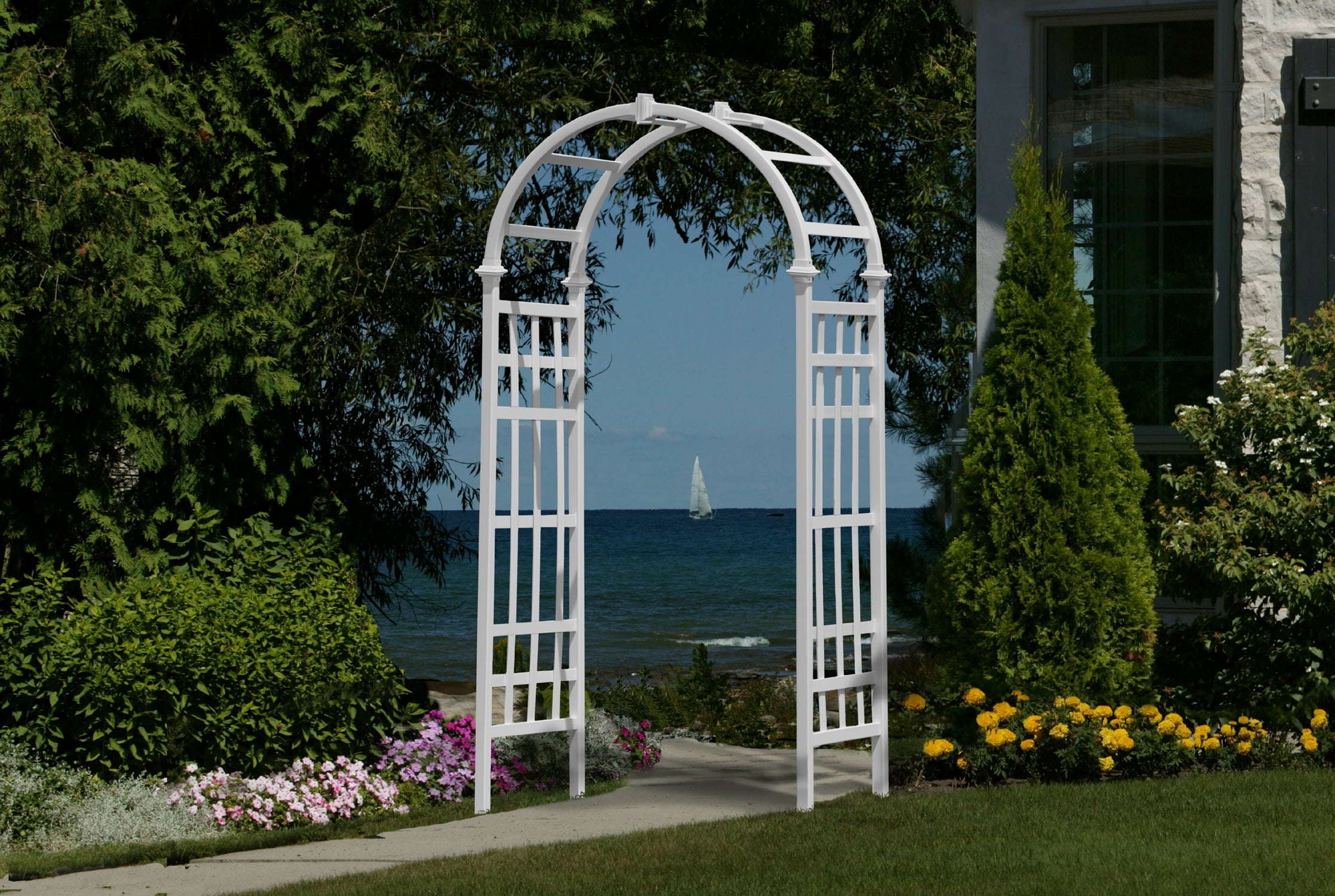 Vita 39"L x 23"W x 81"H Athens Vinyl Arbor, White, VA68111