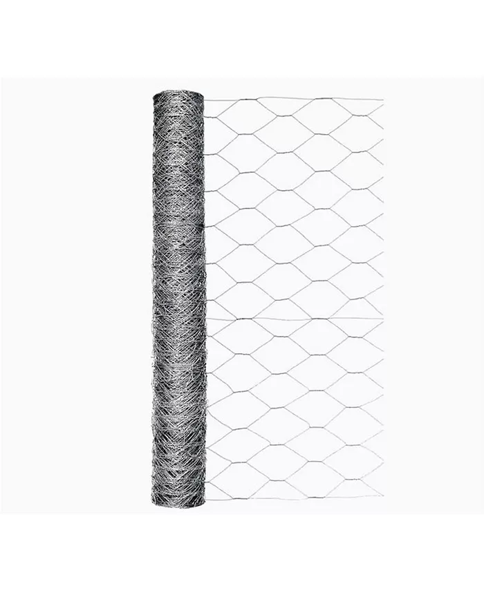 Garden Zone Galvanized Steel Hex Poultry Rolled Netting， 2 ft x 50 ft