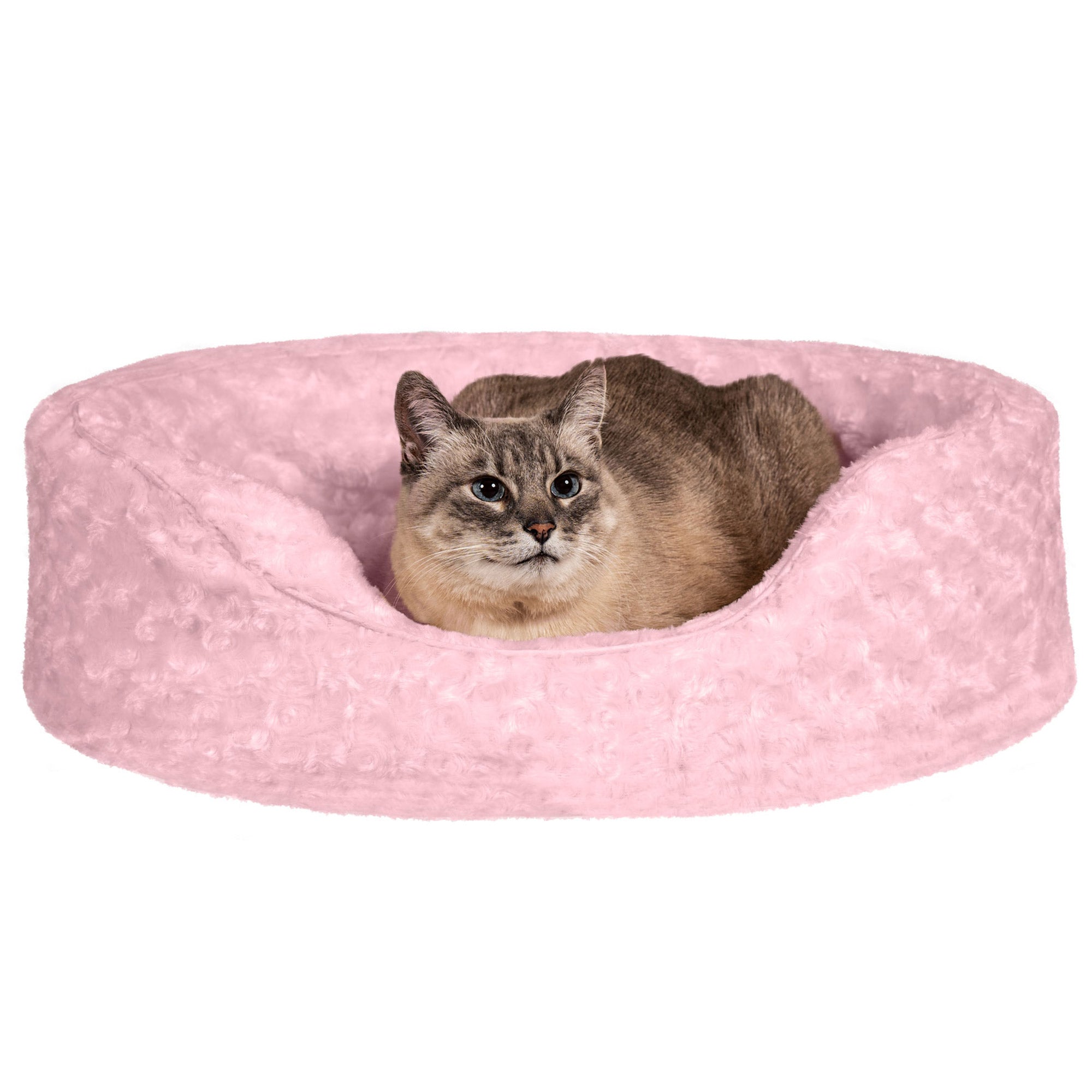 FurHaven | Oval Ultra Plush Pet Bed for Dogs and Cats， Strawberry， Medium