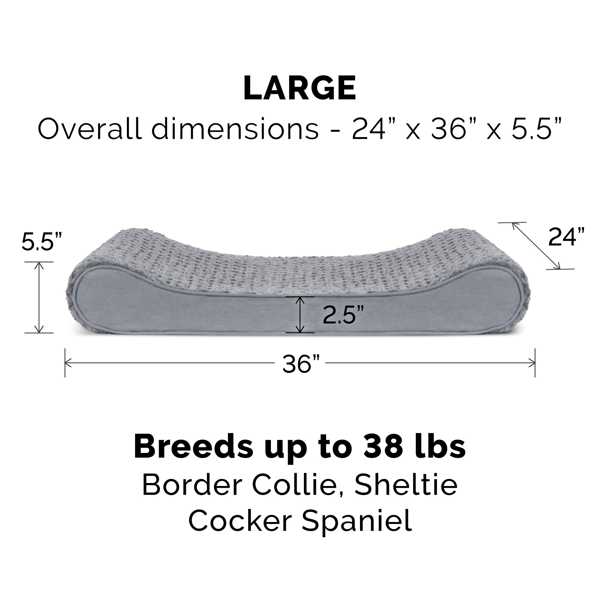 FurHaven Pet Dog Bed | Cooling Gel Memory Foam Orthopedic Ultra Plush Luxe Lounger Pet Bed for Dogs and Cats， Gray， Large