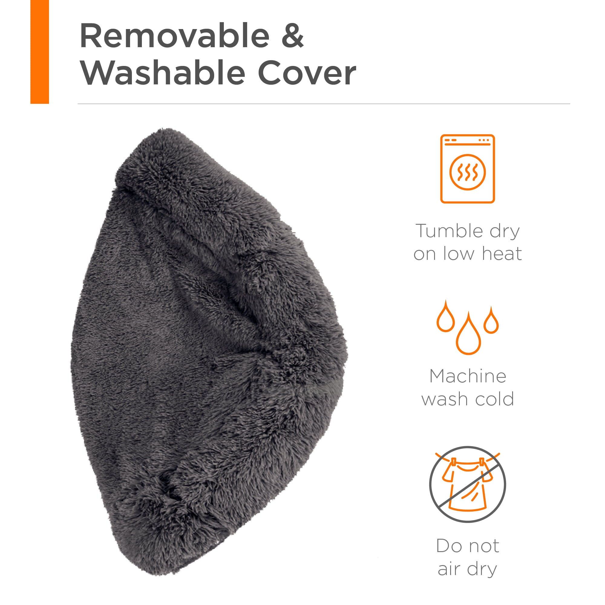 Best Choice Products Self-Warming Plush Faux Fur Donut Calming Dog Bed Cuddler w/ Water-Resistant Lining - Gray