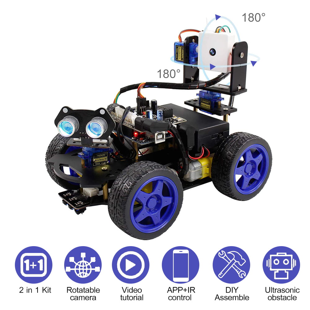 Meterk Smart Robot Car Kit Wifi Camera Remote Control STEM Education Toy Car Robotic Kit Compatible with Learner Support Scratch DIY Coding for Kids Teens Adults