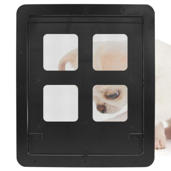 Locking Pet Door Gate with Locking Function Flap Door Animal Supplies for Medium Small Pet - Black， L L