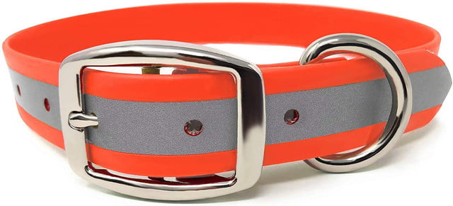 Heavy Duty Reflective Dog Collar – Adjustable Dog Collar with Durable Metal Buckle and D Ring， Chew Resistant Waterproof Dog Collar