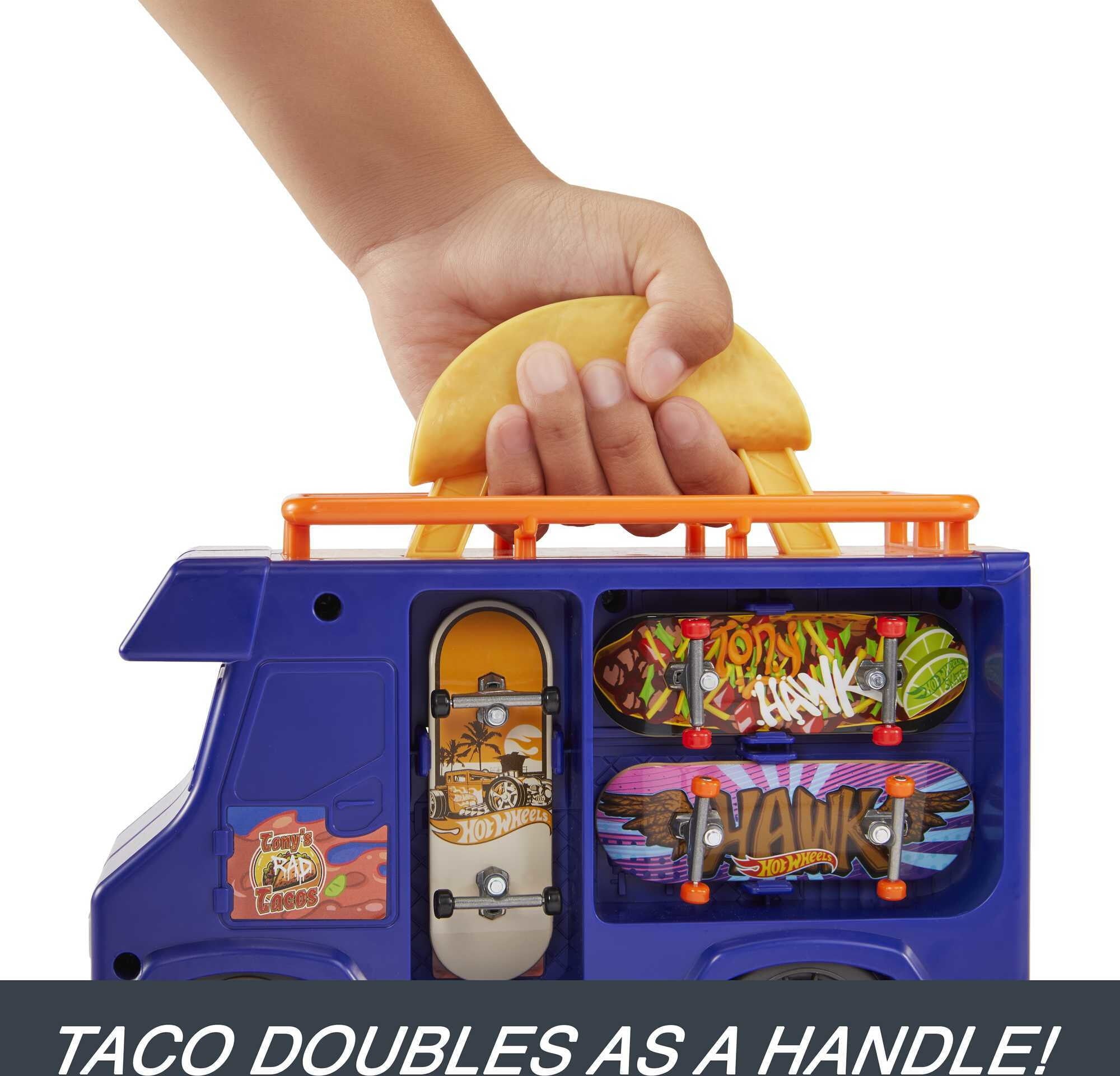 Hot Wheels Skate Taco Truck with 1 Exclusive Fingerboard and Pair of Skate Shoes