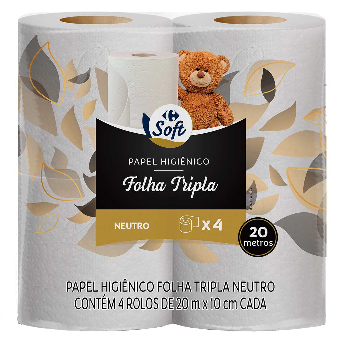 Papel Higienico Folha Tripla 20 Metros Carrefour com 4 Unidades