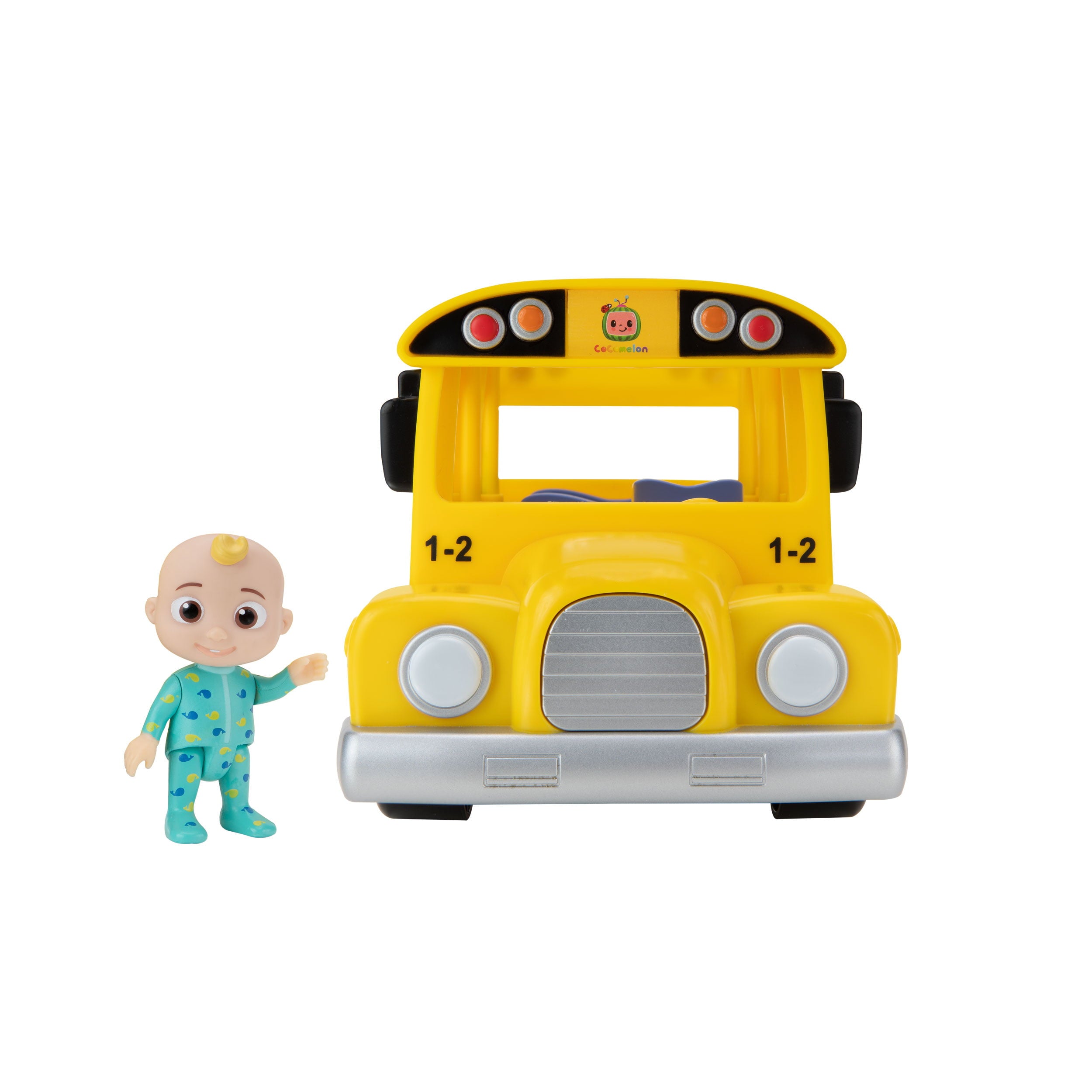CoComelon Official Yellow JJ School Bus with Sound， 10IN Feature Vehicle with 3in Figure