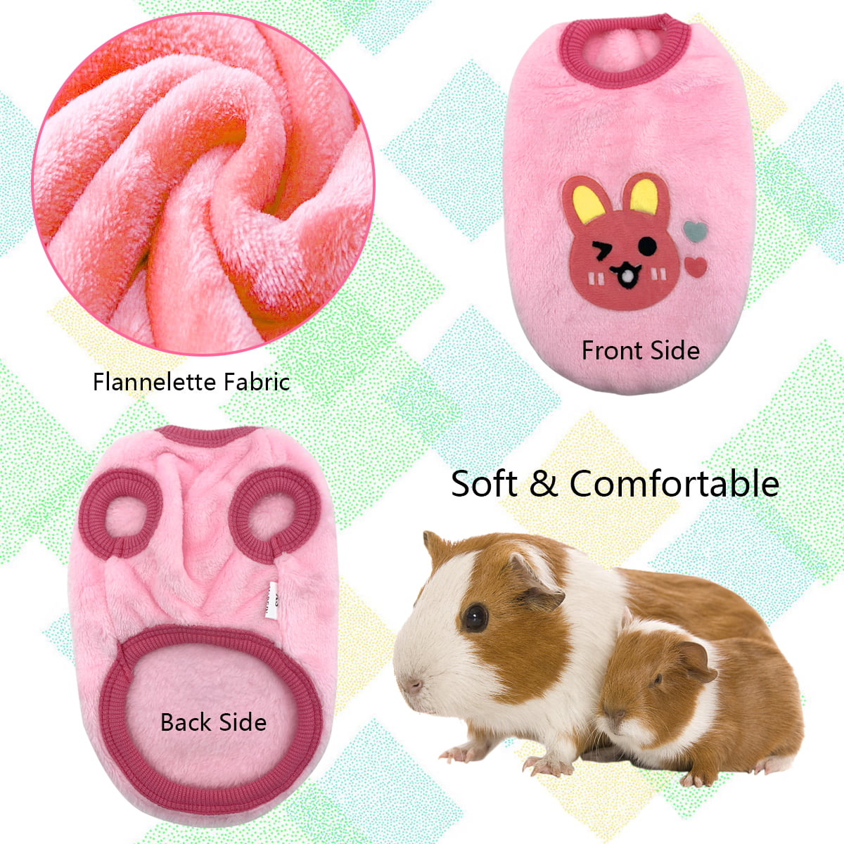 Vehomy 4Pcs Rabbit Bunny Clothes Guinea Pig Clothes Costume Small Pet Cozy Fleece Vest Warm T-Shirt Sweater for Ferret Teacup Poodles Puppy Kitten and Other Small Animals