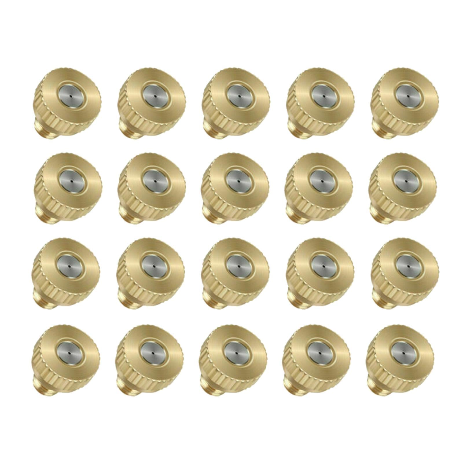 20 Pack Brass Misting Nozzles Replacement Heads for Garden Patio Lawn Landscaping and Outdoor Cooling Mister .1mm