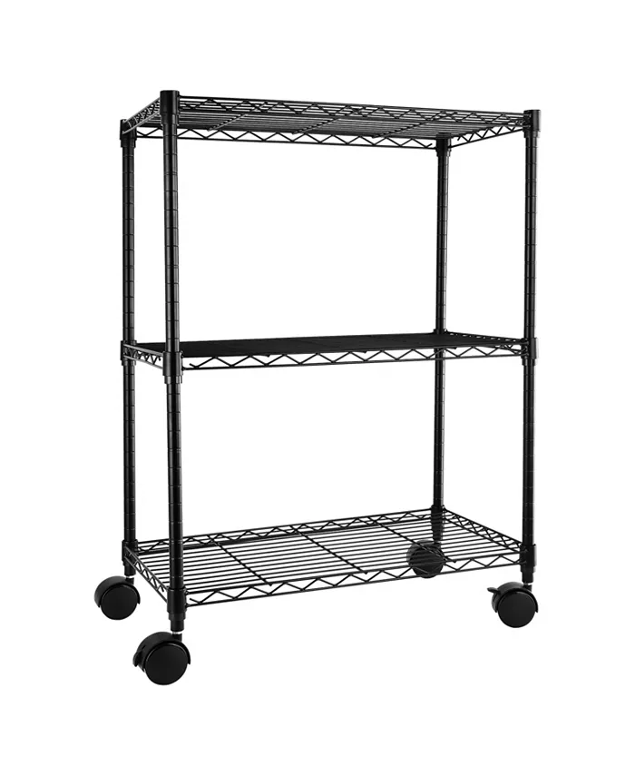 Simplie Fun Simple Deluxe Heavy Duty 3-Shelf Shelving with Wheels， Adjustable Storage Units， Steel Organizer Wire Rack， 23