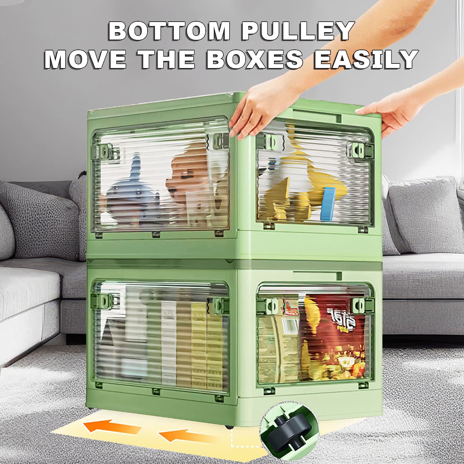 HandmadeTrasures® Storage Containers, For Clothes, Blankets, Kitchen Items, with 4 Wheels