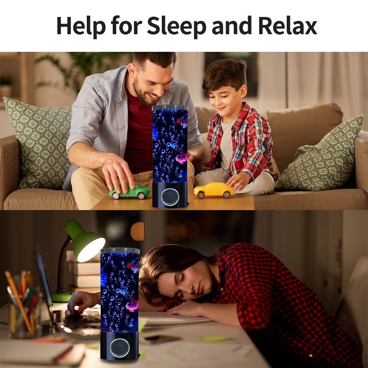 Vaticas Fish Lava Lamp Bluetooth Speaker LED Multi-Color Aquarium Light Home Office Decor Gifts