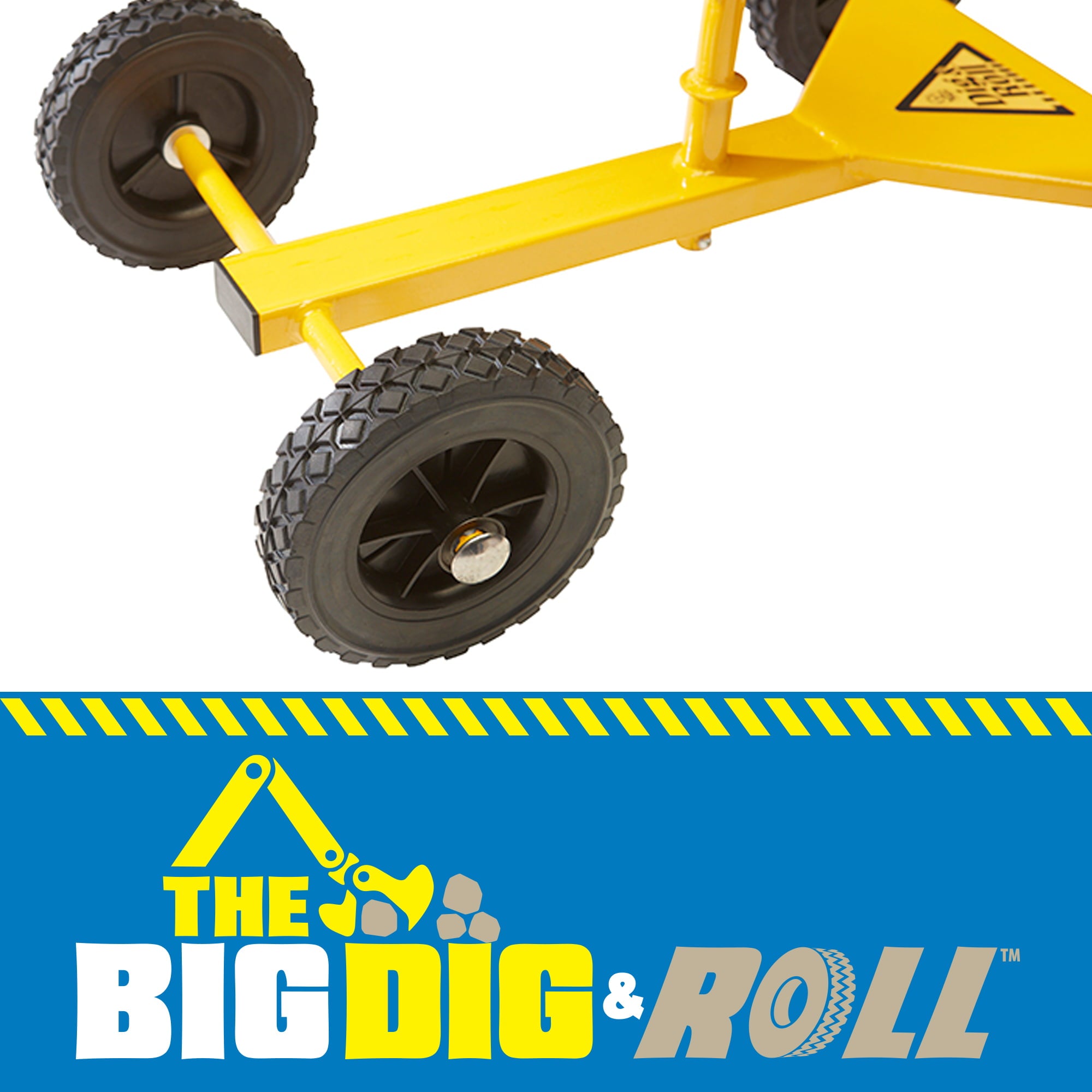 The Big Dig and Roll Ride-On Working Excavator with Wheels and 360° Rotation， Great for Sand， Dirt and Snow， Steel Outdoor Play Toy