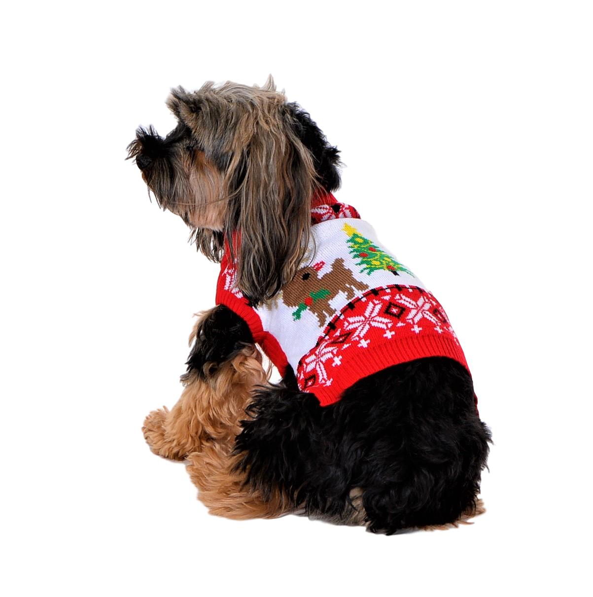SoCal Look Dogs Christmas Sweaters Deer Pullover Large Red