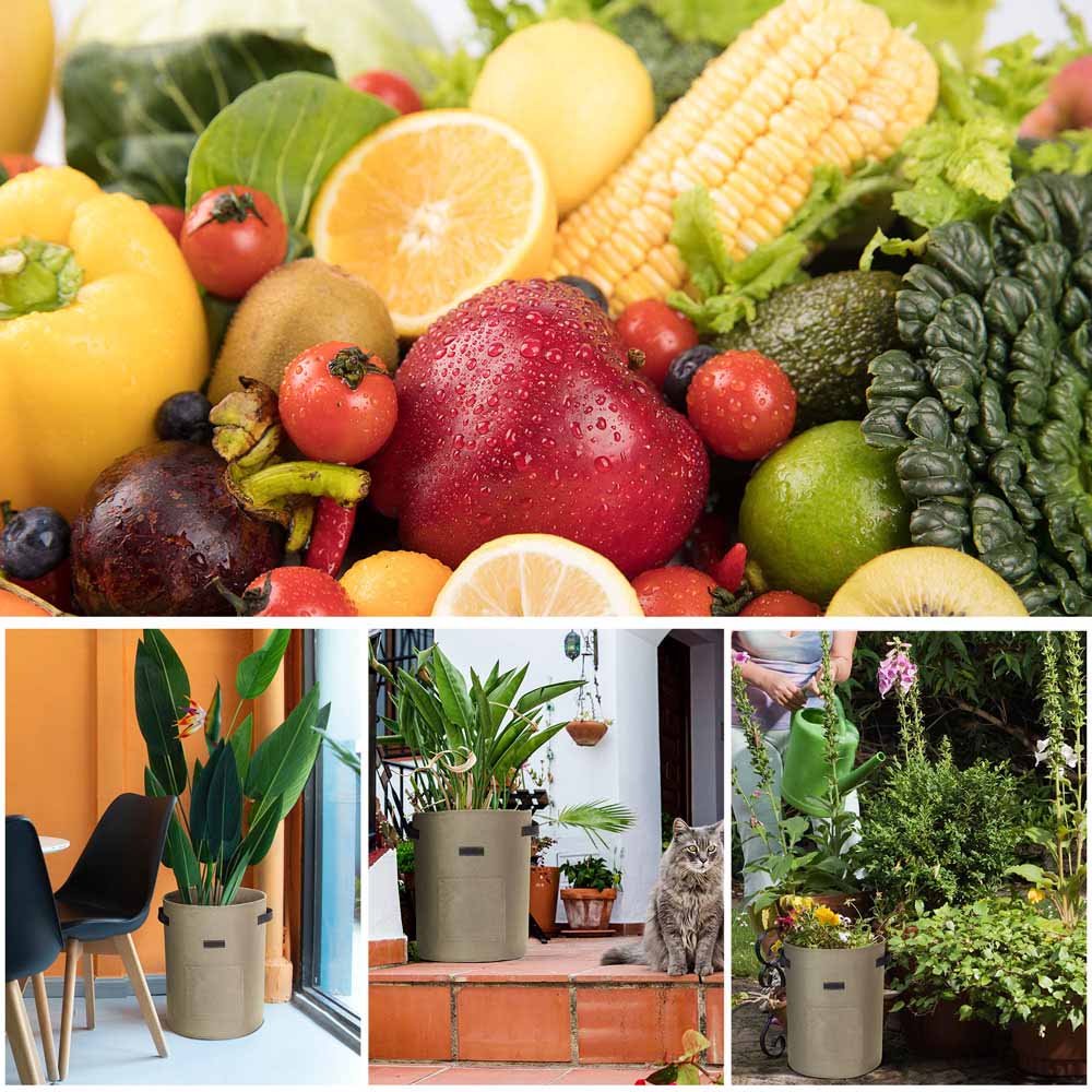 Yescom Pack of 3 10 Gallon Potato Grow Bags Fabric Pots w/ Handles