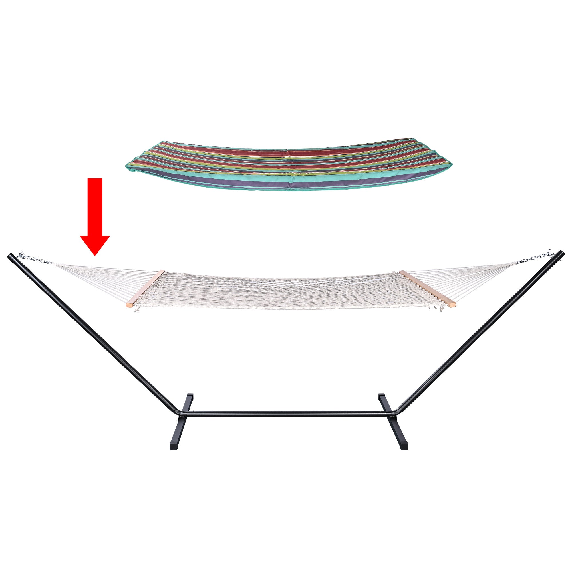 Hammock with Stand for 2 Person with Carrying Case 500Lbs Quilted Outdoor Patio