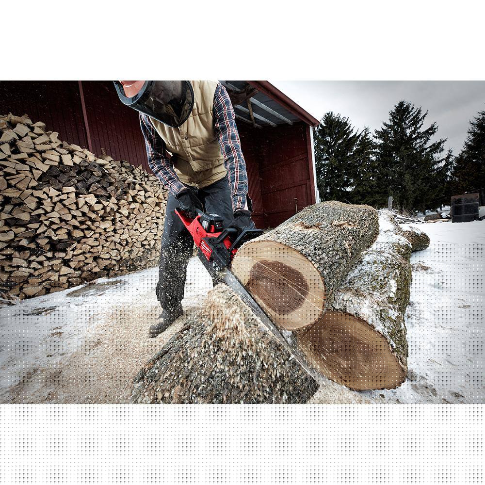 Milwaukee M12 FUEL 8 in 12V LithiumIon Brushless Cordless Hedge Trimmer Kit with M18 FUEL 16 in Chainsaw