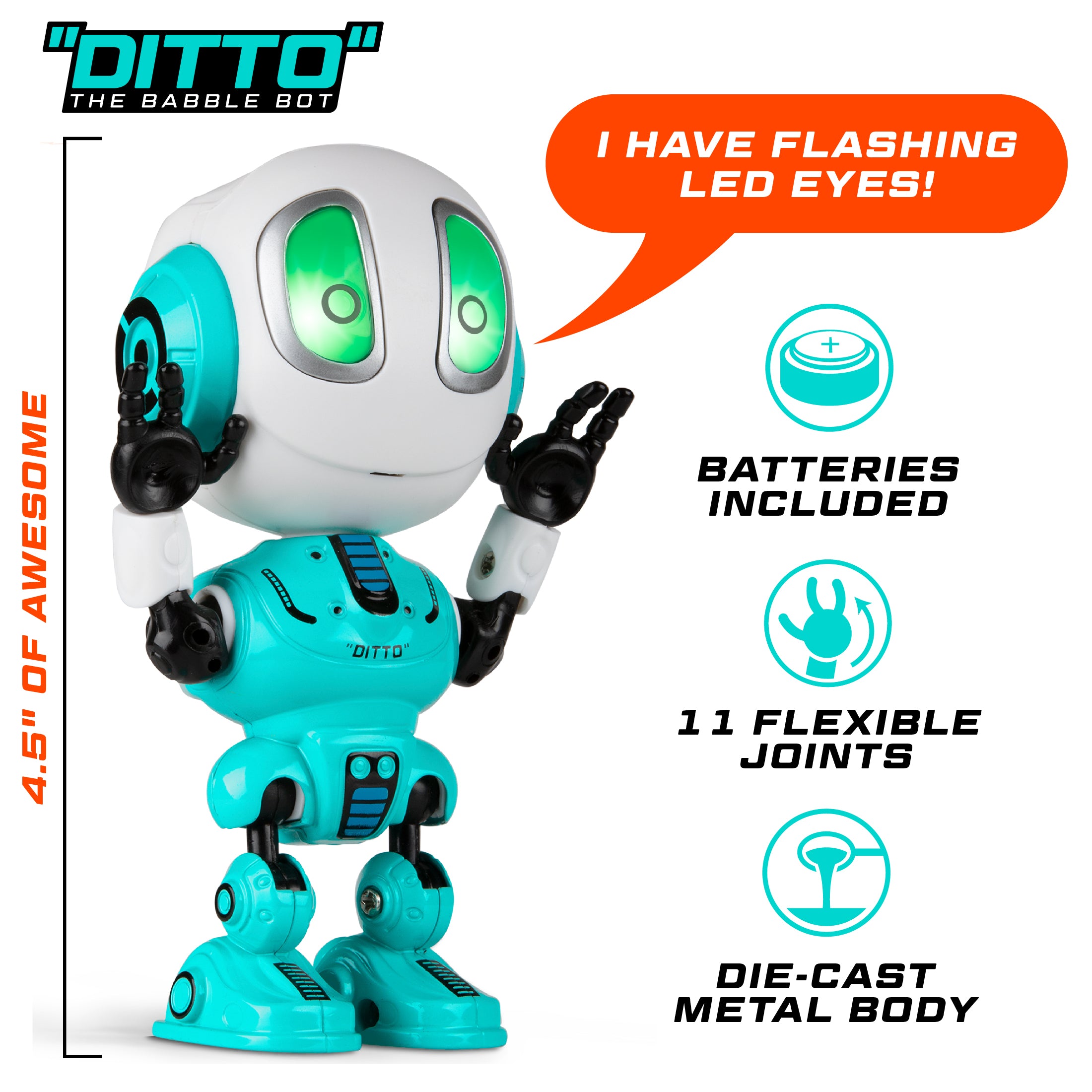 USA Toyz Ditto Talking Robot Toy - Mini Interactive Recording Kids Robot