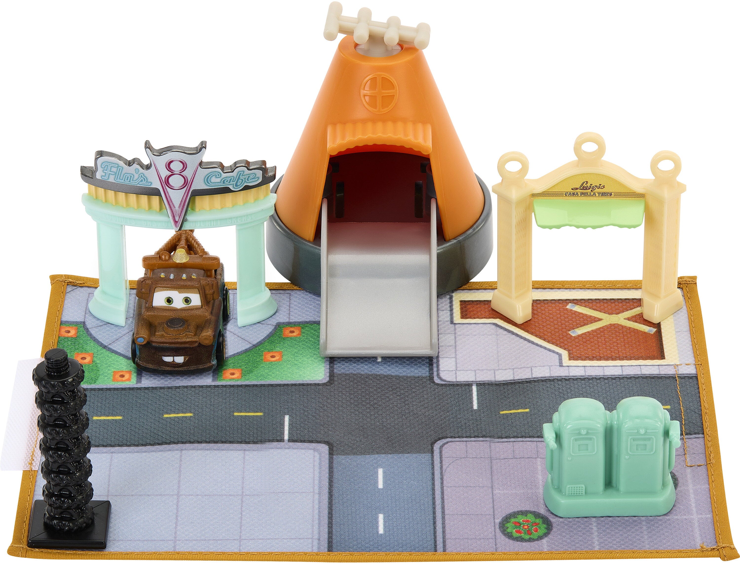 Disney and Pixar Cars Mini Racers Radiator Springs On-the-Go Playset with 1 Mini Toy Car and Case