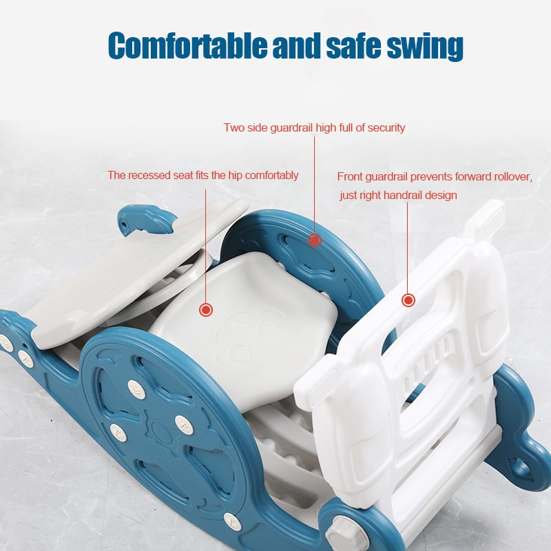 3-in-1Toddler Slide Rocking Toy， Slide for Kids with Foldable Basketball Hoop and Foldable Climber Playground Slide for Both Indoors Outdoor Use (Pink)