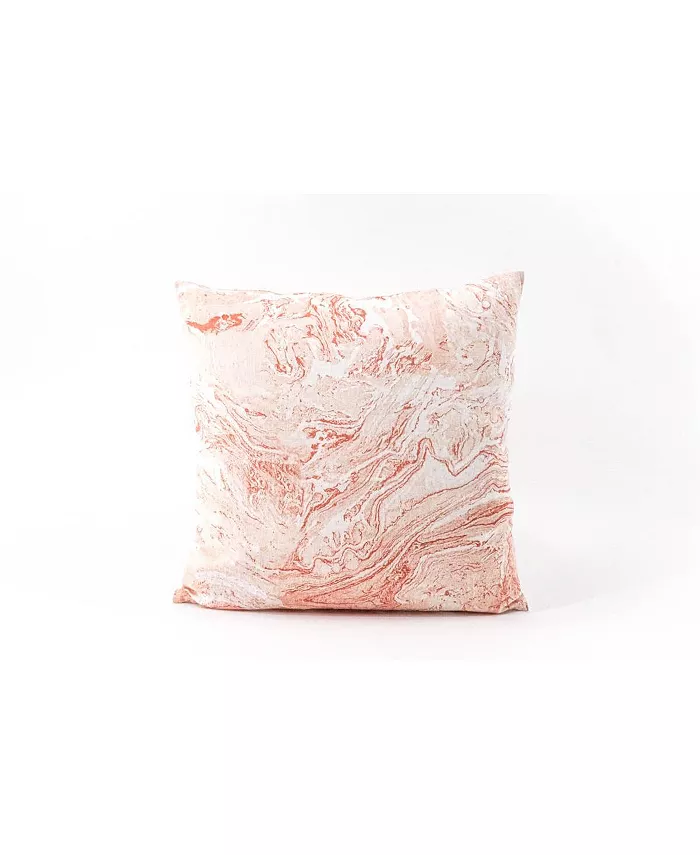 Anaya Home Pink Marbled Linen Down Alternative Pillow