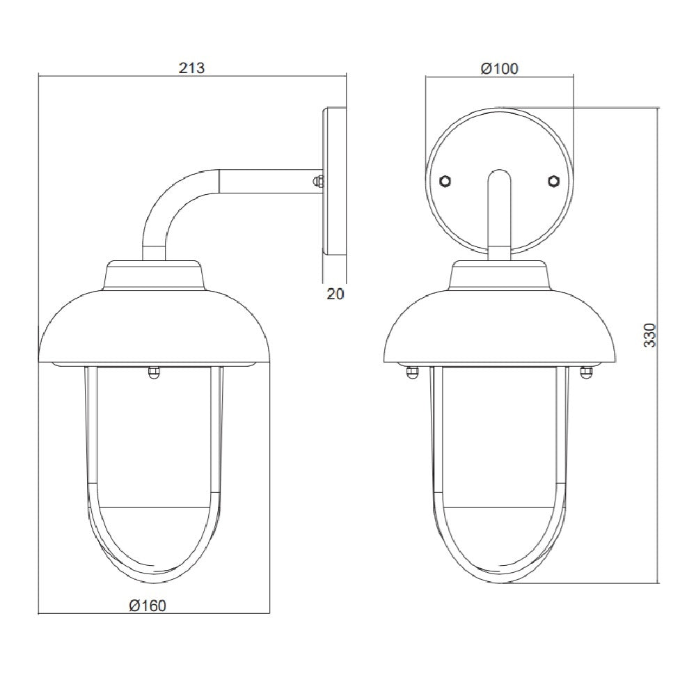 Britalia BR202760142 Anthracite Outdoor Vintage Swan Neck Down Lantern Wall Light IP44