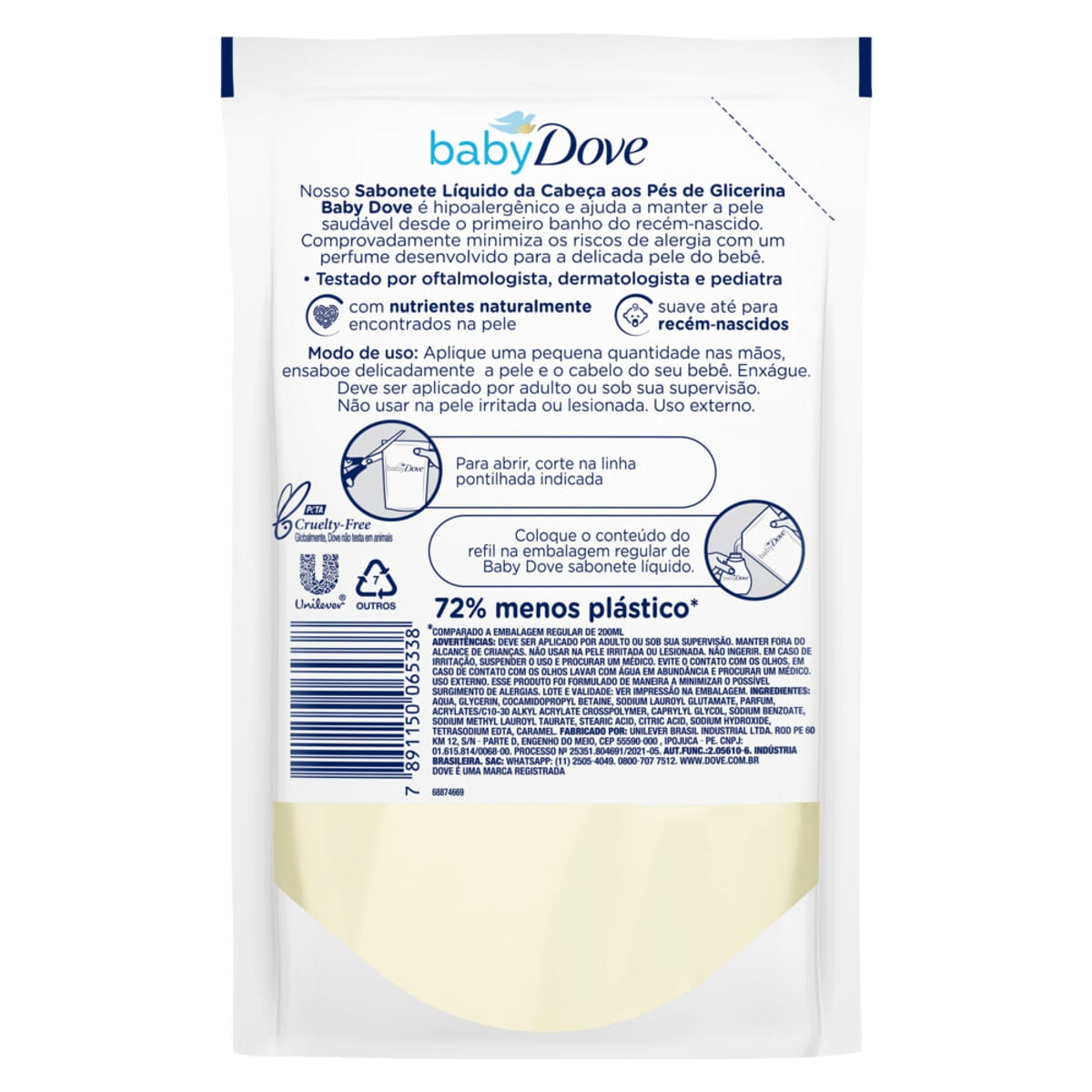 Sabonete Liquido Glicerina Baby Dove Hidratacao Glicerinada 180ml Refil