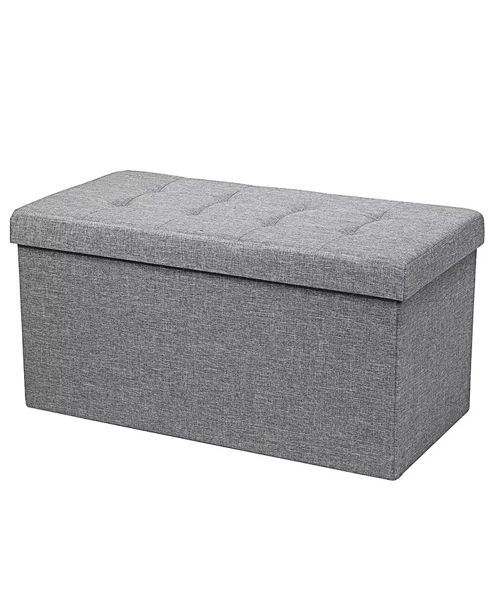 Costway 31.5''Fabric Foldable Storage Ottoman Toy Chest W Removable Storage Bin