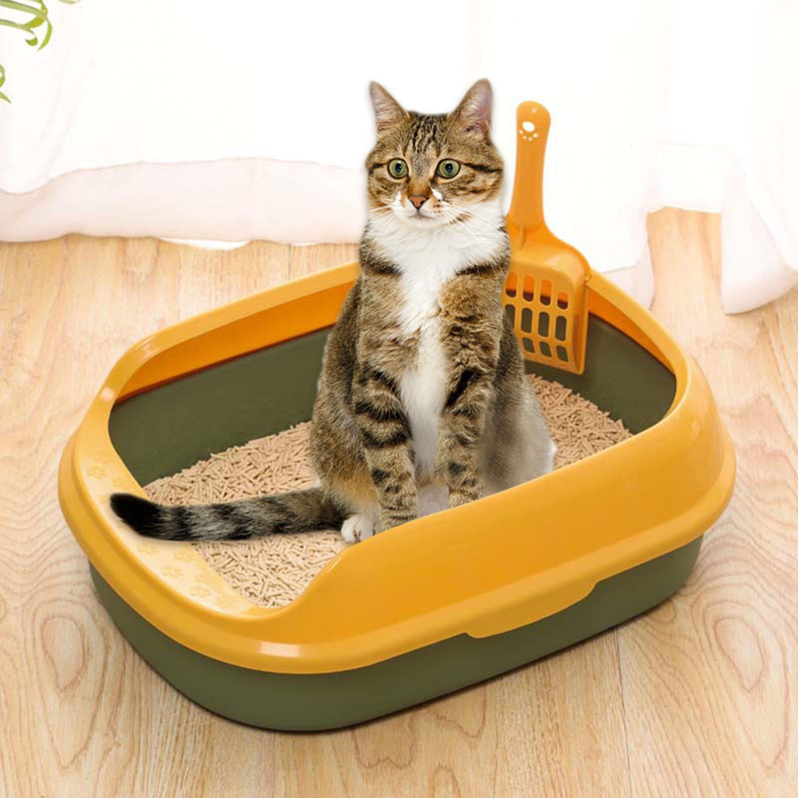 Cat Litter Box Pet Semi-Closed Pet Litter Tray to Clean  Pet Litter Tray for Kitty， Small Animals Toilet Sand Box Container Bedpan - Green