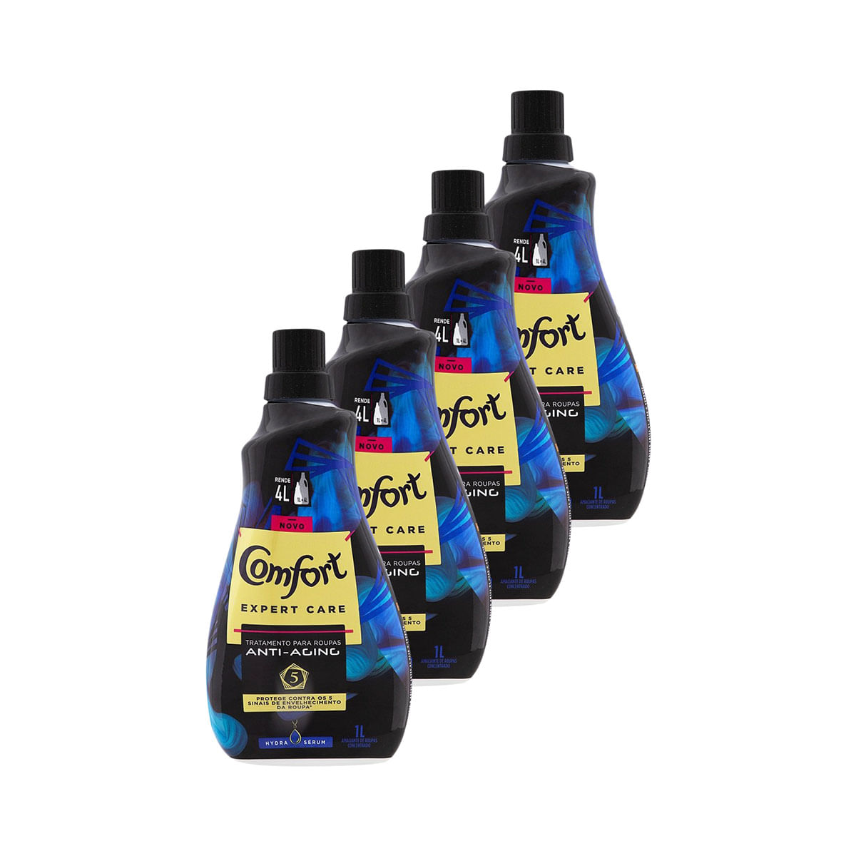 Kit com 4 Amaciante Comfort Concentrado Energy 1 Litro