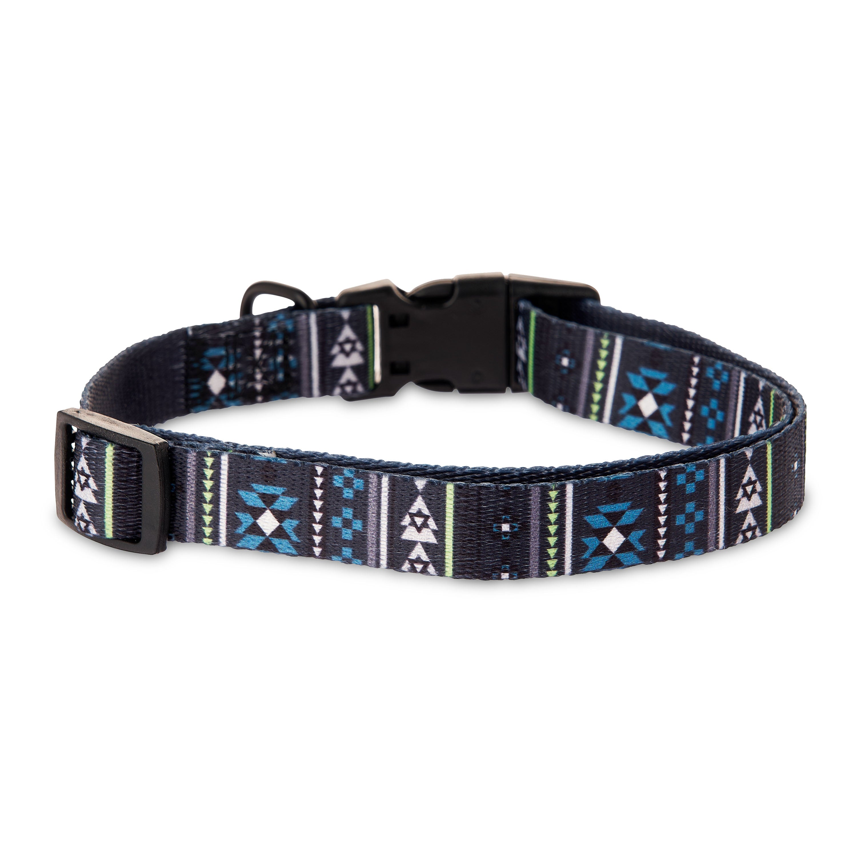 Vibrant Life Polyester Aztec Adjustable Collar for Dogs， Blue， Medium
