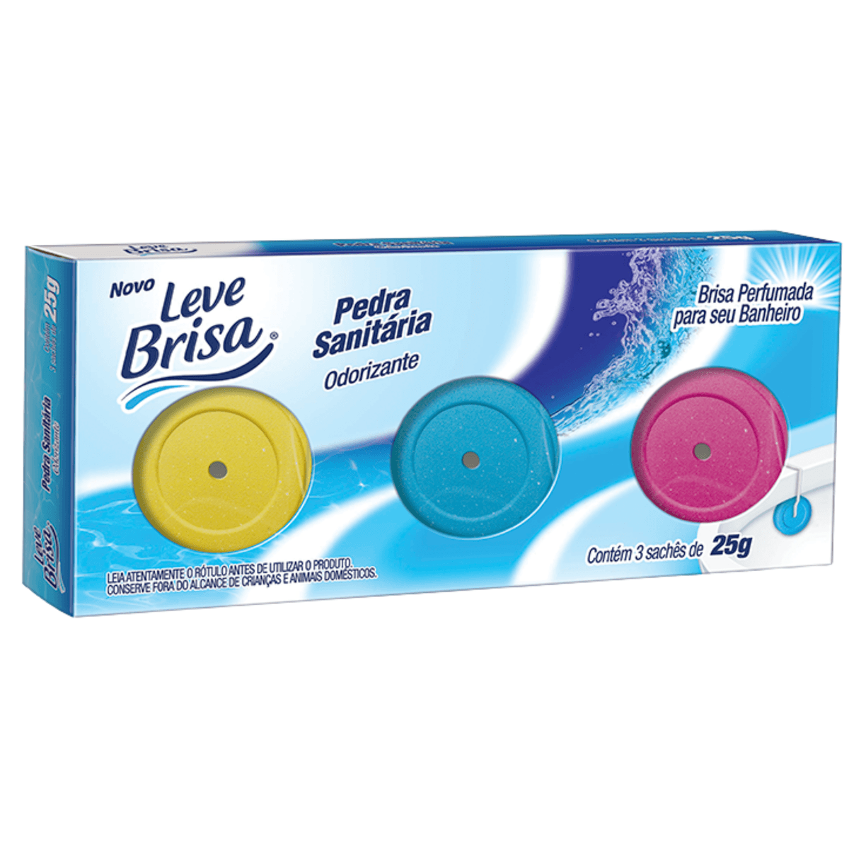Desodorizador Pedra Sanitaria Com 3 Unidades Leve Brisa 25g