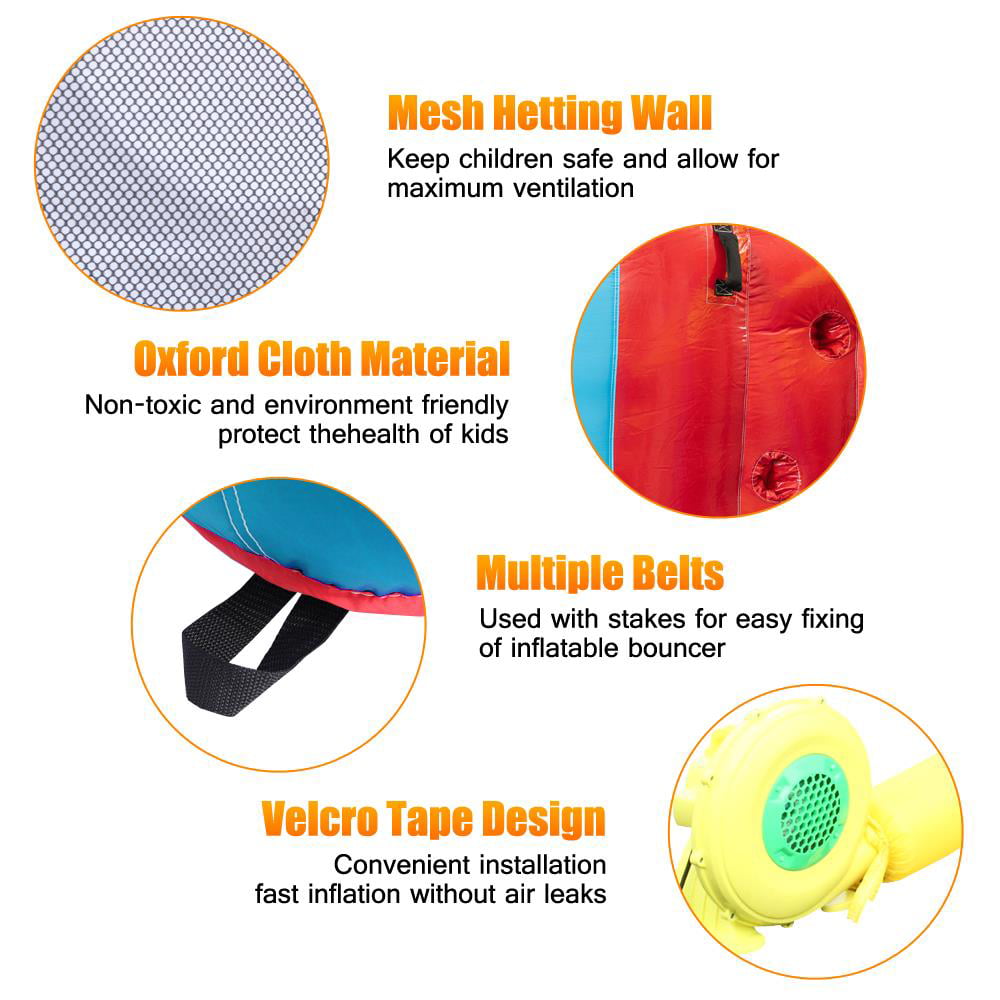 Zimtown Inflatable Bounce House Castle， Kids Slide Jumper Bouncer with 450W Air Blower