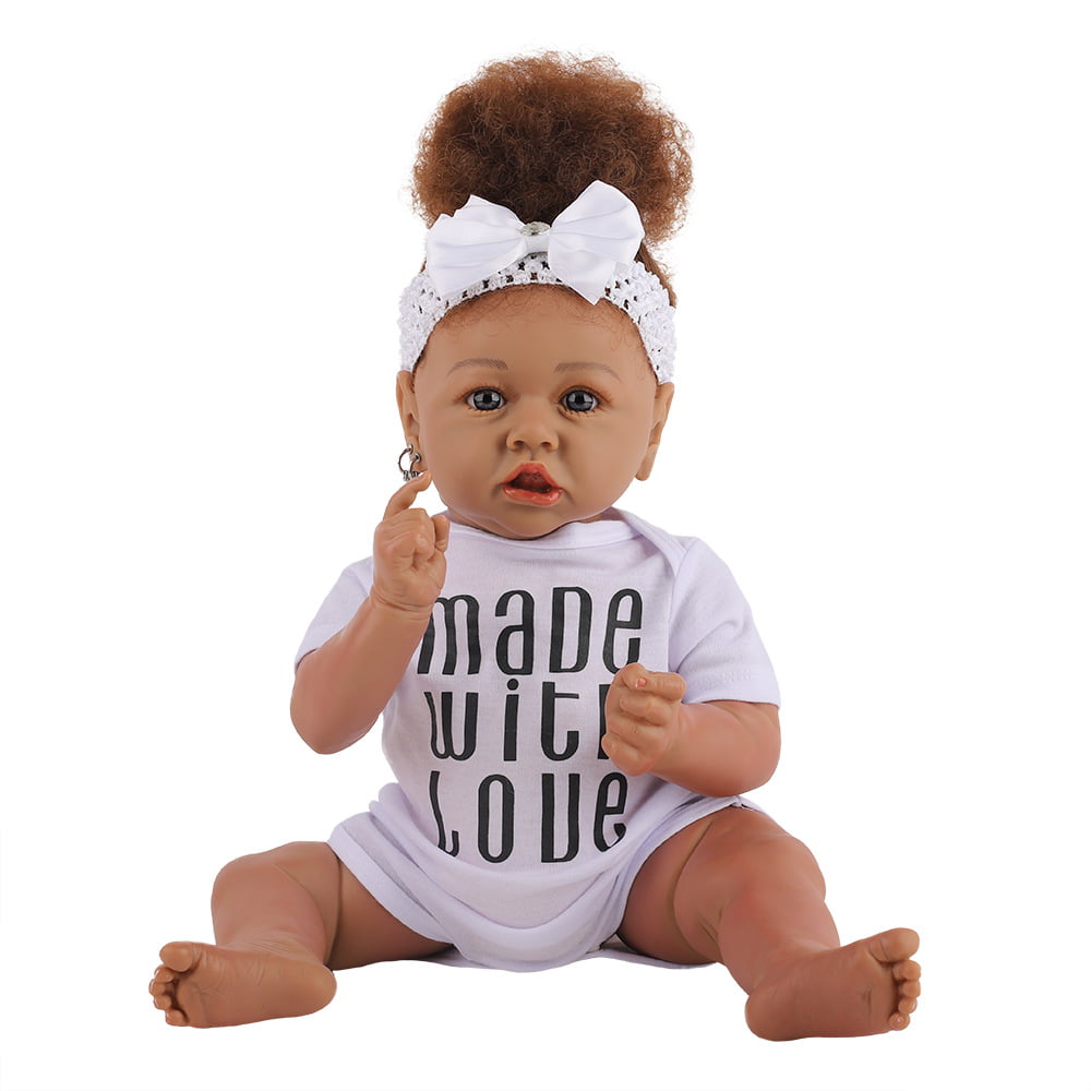 21.65" 55cm Black skin Reborn Realistic Baby Dolls Full Body Silicone Realistic Alive Simulation Doll Gift