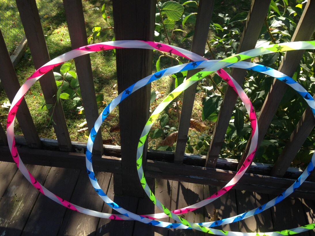 UV/blacklight reactive Moon and Star Grip taped polypro or hdpe collapsible hula hoop