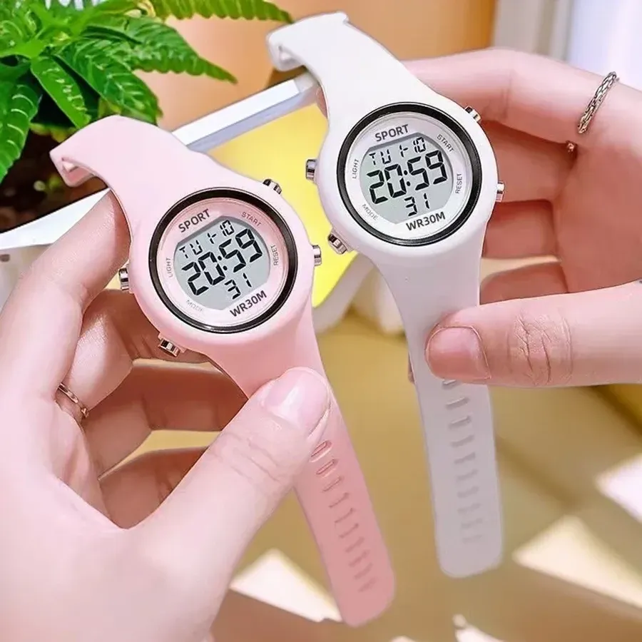 LIUYANGTIAN LED Digital Kids Sports Watch set Luminous Waterproof Alarm Clock Boys and Girls Student Electronic Wristwatch with Bracelet set