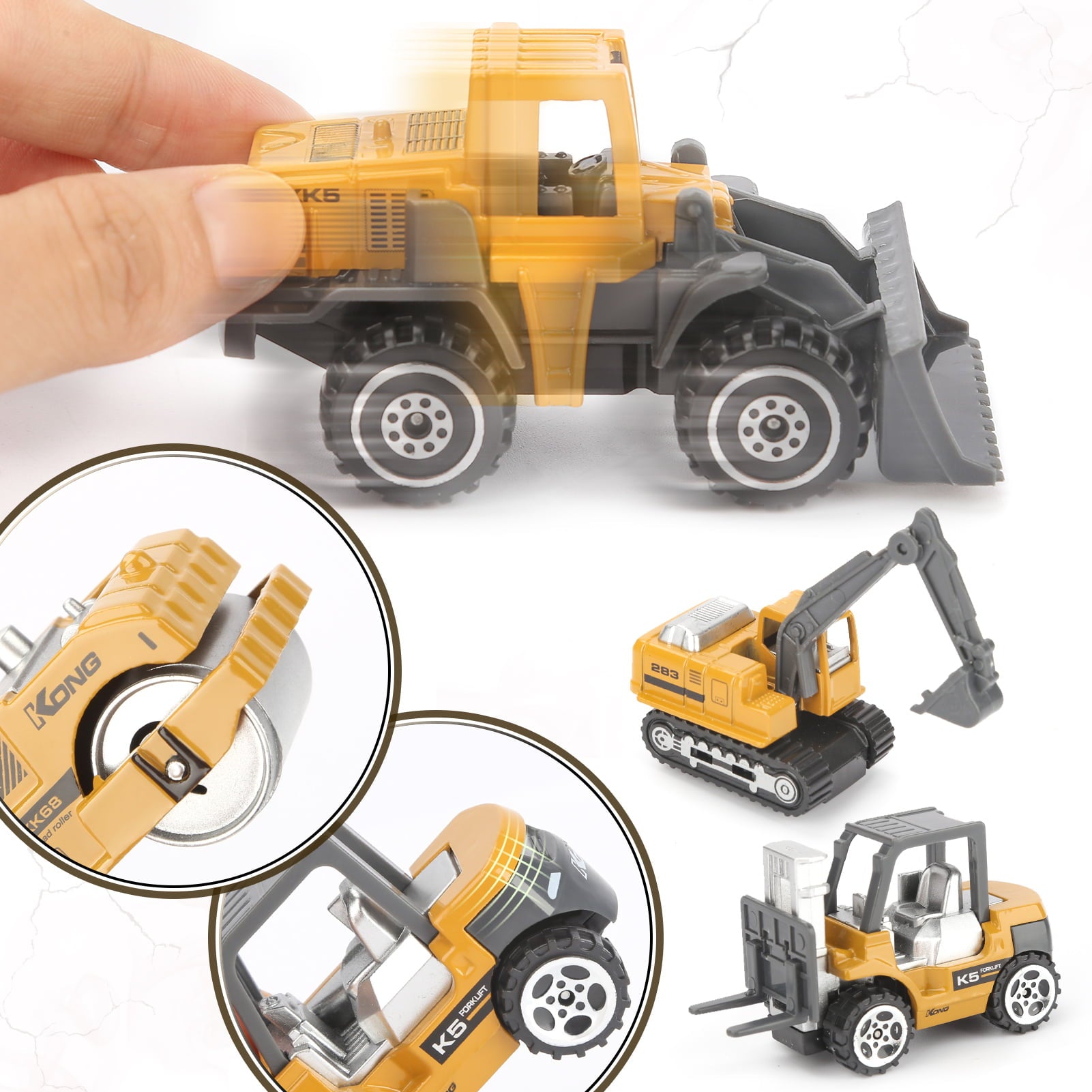 Mini Toy Truck Construction Vehicle Excavator Toy Car Play Vehicles Set for Kids 3-5 Random delivery (5Pcs)