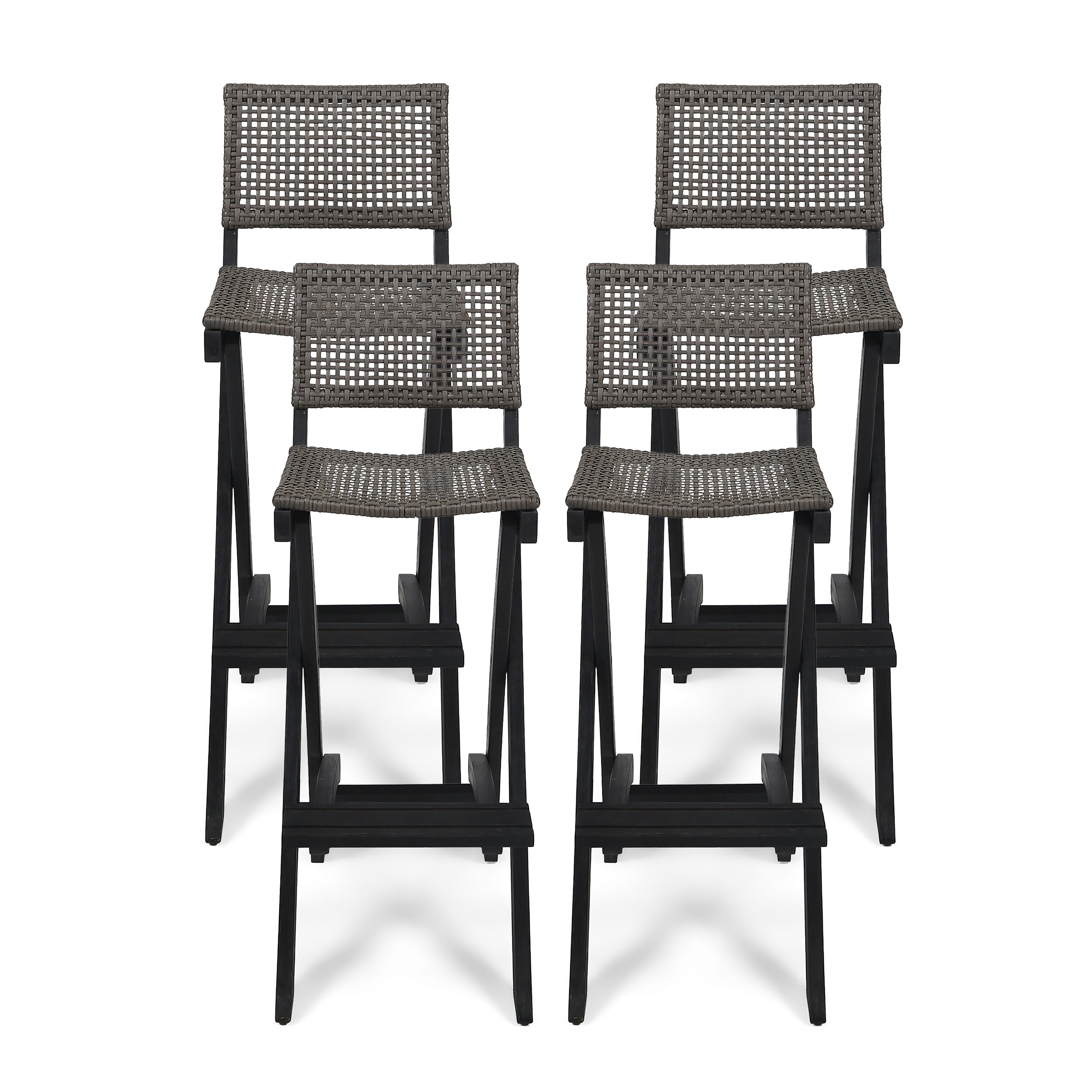 Elizabeth Outdoor Folding Acacia Wood Barstools (Set of 4)