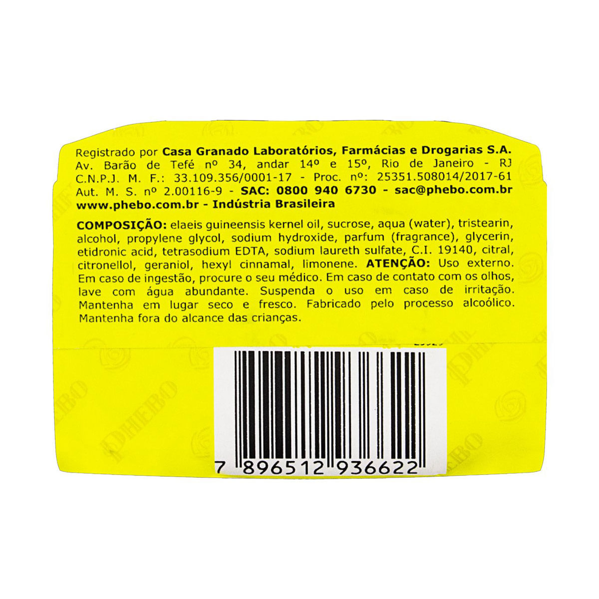 Sabonete em Barra Vegetal Lima da Persia Phebo Cartucho 90g