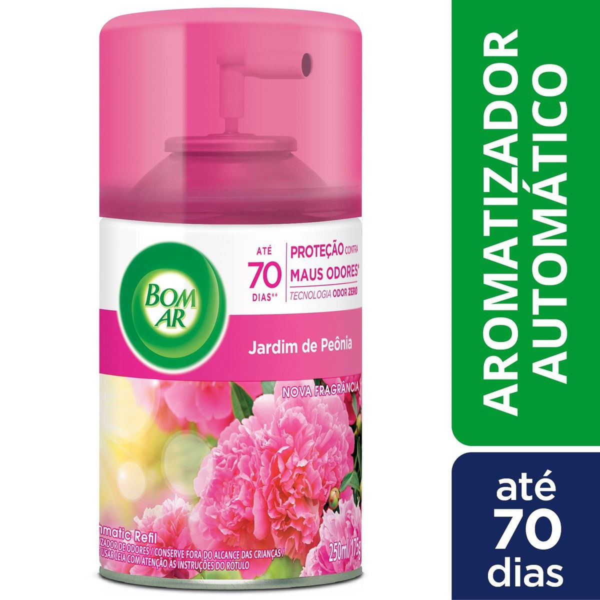 Aromatizador de Ambiente Bom Ar Automatico Aerossol Freshmatic Jardim de Peonia Refil 250ml