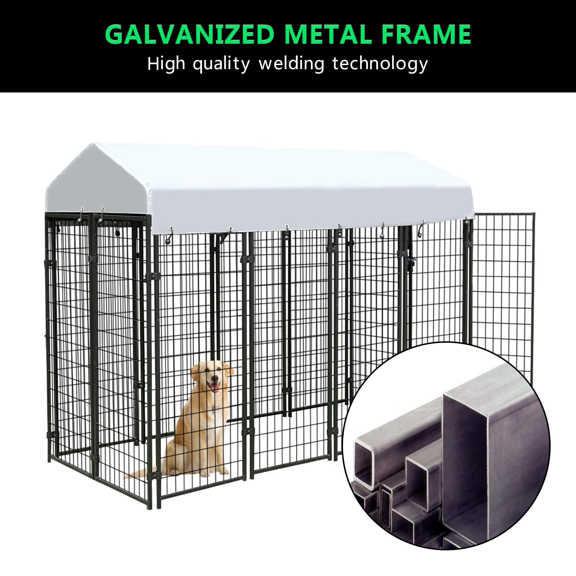 Coziwow Large Outdoor Dog Kennel Pets Heavy Duty Dog Cage Pet Playpen With Waterproof Cover