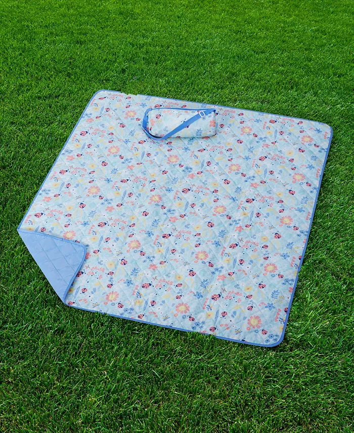 JLA Home Lady Bug Garden Printed Picnic Blanket Tote Set， 50