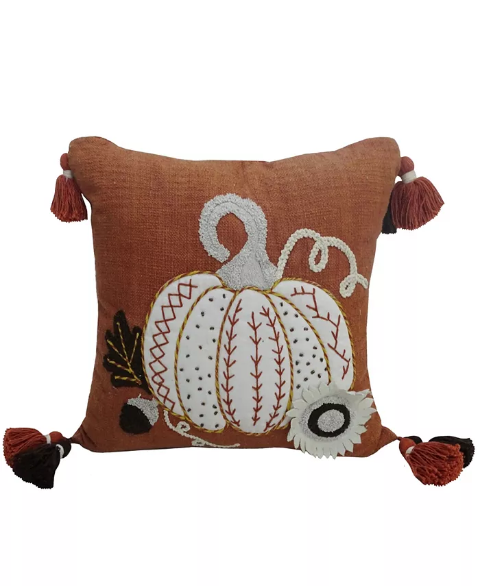 Vibhsa Pumpkin Throw Pillow with Tassels， 20
